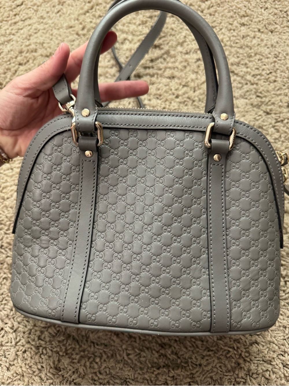 Gucci Grey Microguccissima Leather Mini Dome Crossbody Bag - Picture 10 of 16